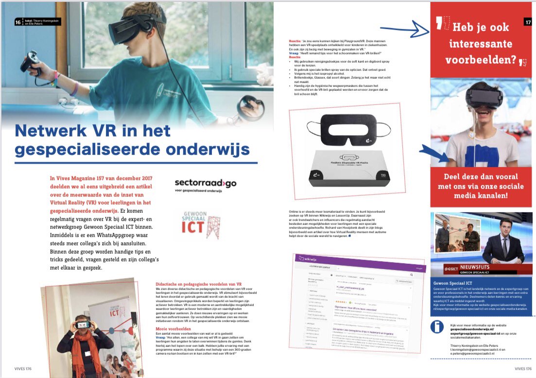 Artikel @GSICT over het #Netwerk #VR in het gespecialiseerde onderwijs in de @VivesMagazine nr. 176 van februari 2022.