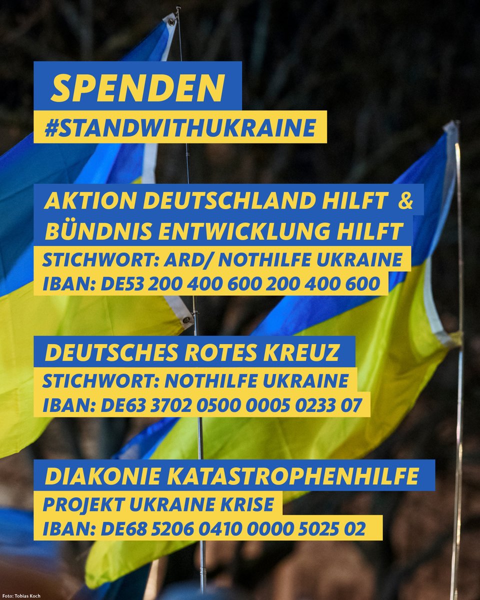 CDU's tweet photo. Seit fast einer Woche herrscht Krieg in der #Ukraine. Sie wollen #spenden oder können für Flüchtlinge eine Unterkunft bereitstellen? Hier finden Sie eine Reihe von Unterstützungsmöglichkeiten von anerkannten Hilfsorganisationen. #StandWithUkraine 🇺🇦 
👇🏼  
https://t.co/5VrdV0tQDE https://t.co/FzUBt6qAgB