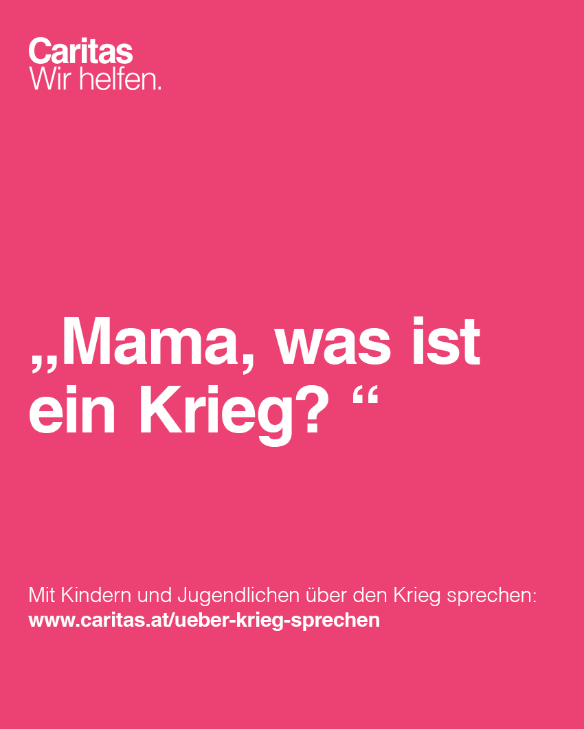 CaritasAustria's tweet photo. Überall hören auch unser Kinder Nachrichten. Berichte über den Krieg können Kinder verunsichern und ihnen Angst machen. Darum ist es wichtig, mit ihnen zu sprechen, um ihnen Ängste und Unsicherheiten zu nehmen.

▶ Wie spricht man mit Kindern und Jugendlichen über den Krieg? https://t.co/bacBBYqZie