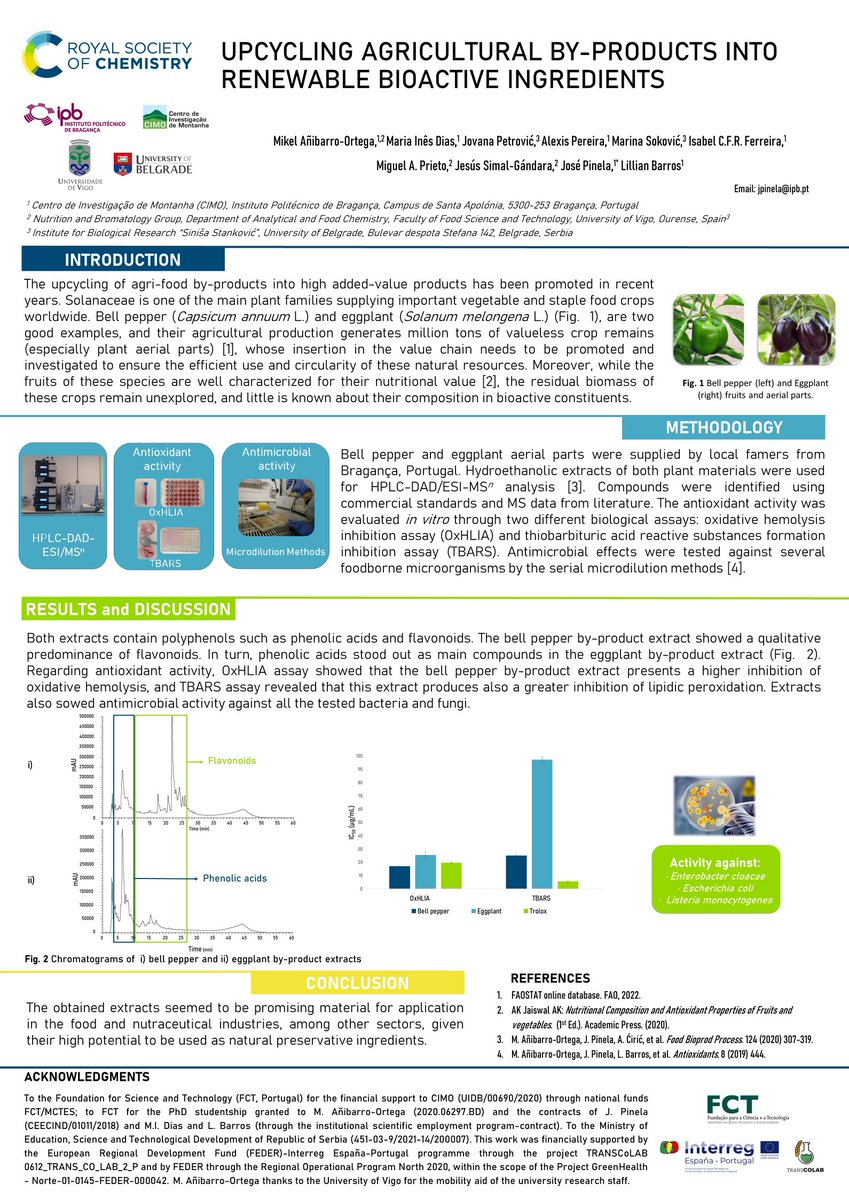 In this #RSCPoster edition I bring you the work entitled 'Upcycling agricultural by-products into renewable bioactive ingredients'
#RSCPoster #RSCFoodTech
#zerowaste #circulareconomy #sustainability 🌱