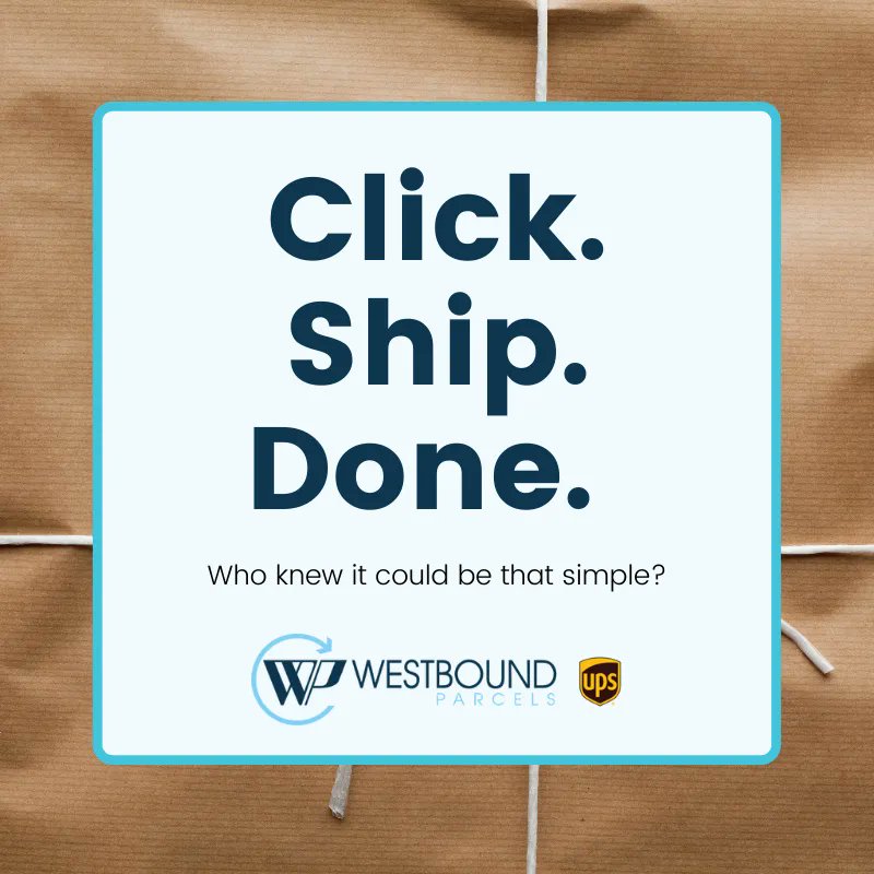 Westboundparcel's tweet photo. Click. Ship. Done. Who knew it could be that simple?
Get a quote for your parcel today: https://t.co/uz42gXI9YL

#ClickShipDone #parceldelivery #logistics #ups https://t.co/lXC7EOKZPR