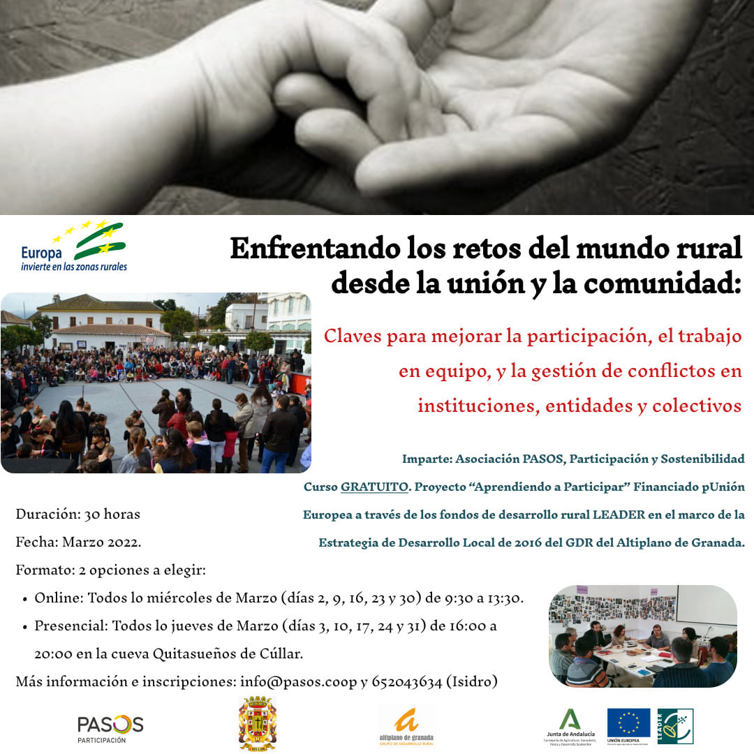 CullarGranada's tweet photo. El Ayto de Cúllar colabora con el siguiente curso: "Enfrentando los retos del mundo rural desde la unión y la comunidad"
Inscripción: https://t.co/tBJdvatLrc
Más información: https://t.co/tZzmp3QM6g,  info@pasos.coop y 652043634 (Isidro) https://t.co/uulK0xHrSY