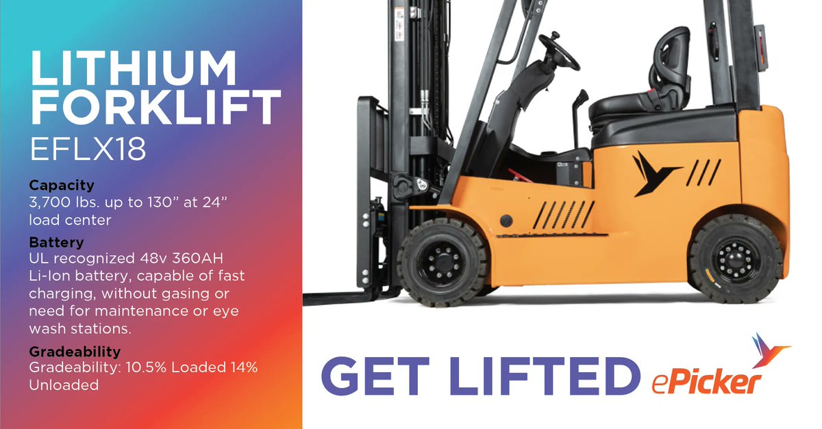 ePickerLifts's tweet image. ePicker’s Lithium Forklift is the ultimate solution for powerful, heavy duty picking in any industry. We have on-hand inventory, ready to ship NOW.

Contact ePicker today by visiting buff.ly/3mZKF3R now! #ePicker #warehouse