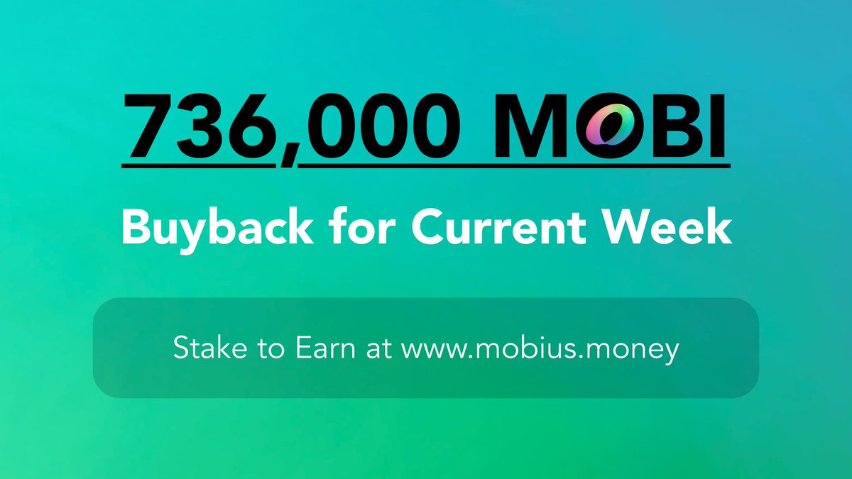 The MobiusDAO has purchased and redistributed 736,000 MOBI to stakers for the most recent buyback  💰

Start staking ➡️ mobius.money/#/stake