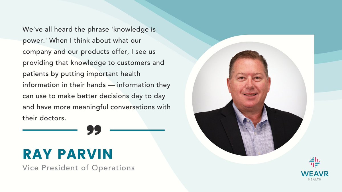 WeavrHealth's tweet photo. Knowledge is power💥Ray Parvin, our VP of Operations, believes Weavr's work can change how providers and patients interact with healthcare. Meet Ray in his #InsideWeavr profile:  https://t.co/coBjd5QnO4

#healthcare #health #medicaldevices #telehealth https://t.co/xy62Nw1K9b
