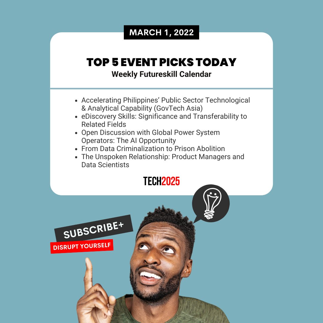 Check out our Futureskill Events Calendar for the week. Here are five must-see events happening today. If you go to any events, let us know how they were!  bit.ly/futureskillcal
