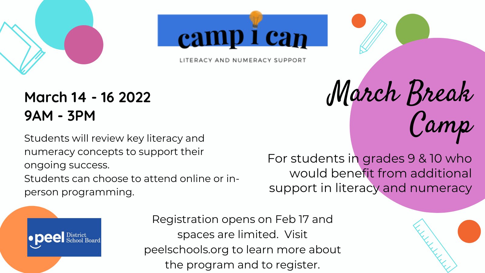 Peel District School Board on Twitter "Looking for March Break