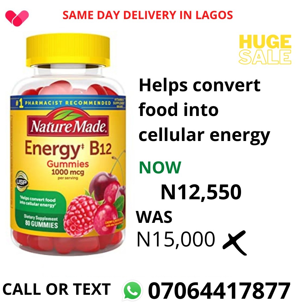 TrafficChiefNG's tweet photo. Get tired easily? Always feeling burnt out?

Try these #NatureMade Energy B12 Gummies from @EXPRESSMEDS1!

Shop online here: https://t.co/79FW7Minaz

For orders/enquiries:
WhatsApp: https://t.co/Aj7CiWPbrD

#ExpressMeds https://t.co/7yS4mw3wh8