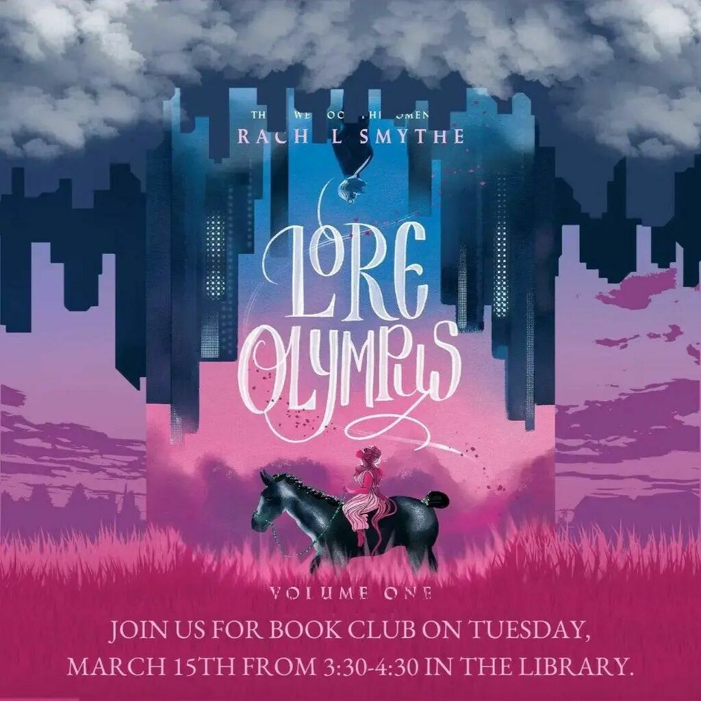 DgnLib's tweet photo. Join us for our next book club meeting on Tuesday, March 15th from 3:30-4:30 in the library.⁠
We are reading Lore Olympus by Rachel Smythe.
We can interlibrary loan you a physical copy or you can check out the first 25 episodes on Webtoons. ⁠@webtoon… https://t.co/LTieBg6ZOS https://t.co/TyyGnTh5Xl