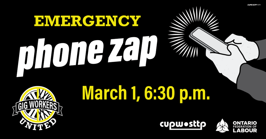 fairwagesnow's tweet photo. 📢 Don't let Premier Doug Ford or Monte McNaughton legalize WAGE THEFT. 
🚨 Emergency phone zap tonight at 6:30 pm EST! RSVP here: https://t.co/tcFiE75sSK

#Justice4Workers #MakeGigWorkDecentWork #ONPoli https://t.co/HZ12KG3ASU