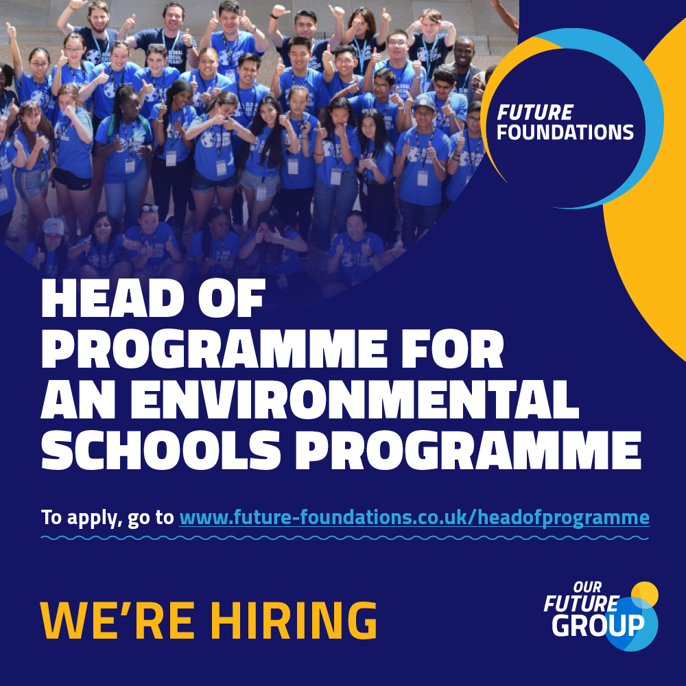 Future Foundations is growing! We are searching for a new full time Head of Programme, responsible for end to end oversight of an incredible environmental focused youth programme across the UK. Application: future-foundations.co.uk/headofprogramm… Please RT & share! #nowhiring #recruiting