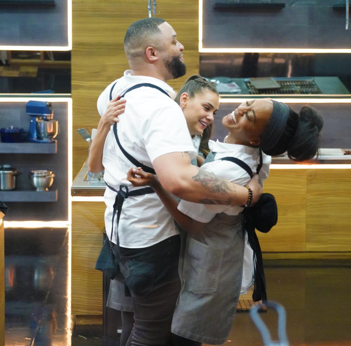 NextLevelFOX's tweet photo. The Top 3️⃣ are in the best of spirits! 

Catch the Season Finale of #NextLevelChef — TOMORROW at 9/8c on @FOXTV. https://t.co/e7Lj4i8asx