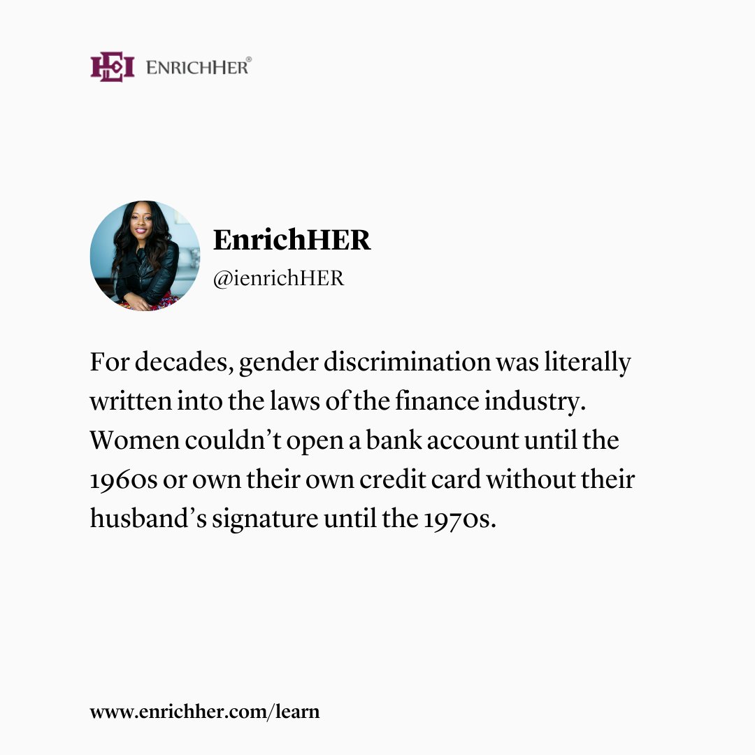 FACT. #womenshistory #genderequity #financialinclusion #genderdiscrimination #enrichHER