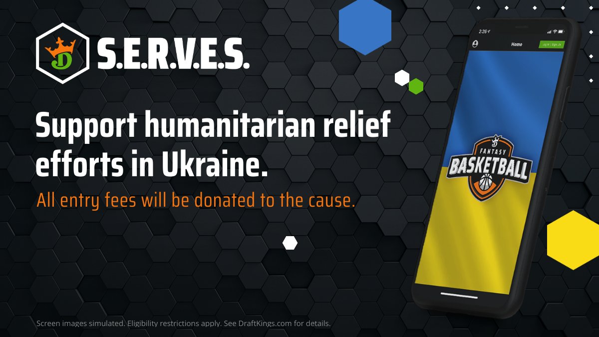We stand with Ukraine. DraftKings is committing resources to humanitarian efforts on ground in Ukraine, but there's more to do. All entry fees from this charity contest go directly to supporting organizations providing relief to those in need in Ukraine.

bit.ly/3KbfifZ