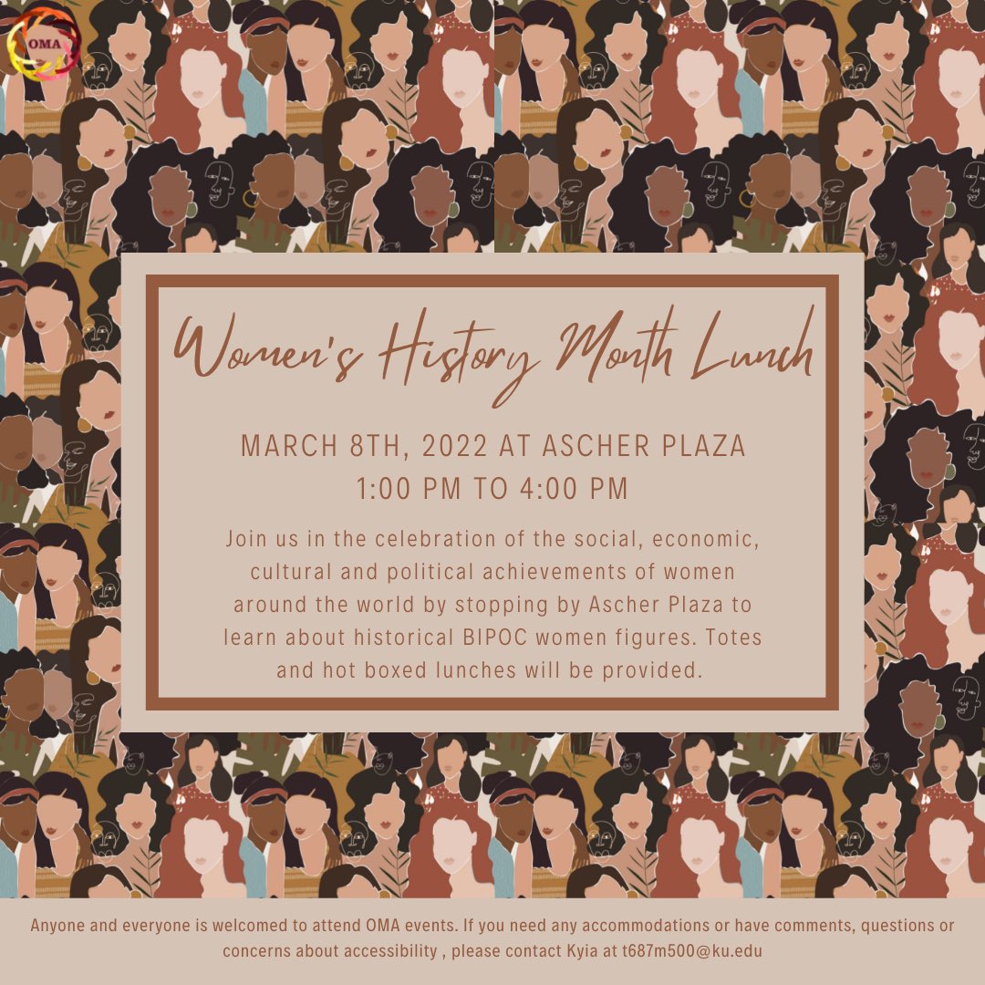 KU_OMA's tweet photo. Joint us March 8th at Ascher Plaza to celebrate #WomensHistoryMonth https://t.co/QmHyrN6bgV