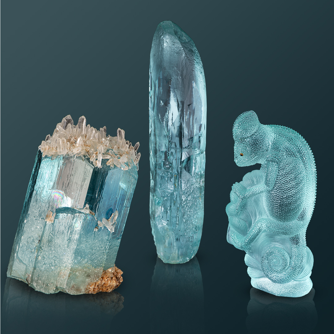 GIAnews's tweet photo. Known for its limpid greenish blue-to-blue color, March's birthstone, aquamarine, often comes in large sizes and is relatively free of inclusions. Fine-quality aquamarine is found in Brazil and Pakistan. Learn more: https://t.co/bGhaZqTyqr https://t.co/m6oNttYRTz