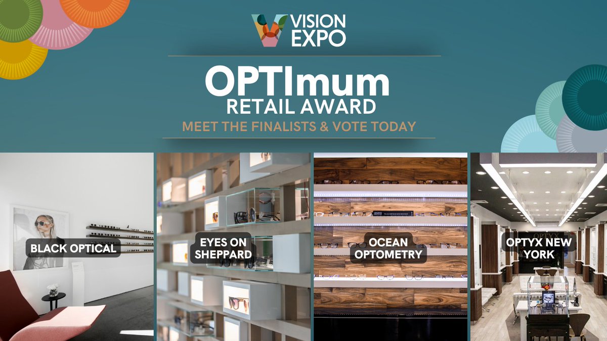 Vote now and help determine the winner for the Fourth Annual OPTImum Retail Award! The finalists include: @blackoptical, @Eyesonsheppard, @OceanOptometry, & @optyxnewyork.

You can learn more about each finalist and vote for your favorite here: https://t.co/YPzH2woulB https://t.co/v5KJ7TRxo0