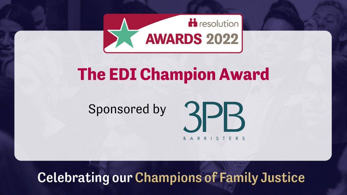 ResFamilyLaw's tweet photo. Special thanks to @3pbFamily for sponsoring this year's EDI Champion Award and good luck to everyone who entered #ResolutionAwards https://t.co/3FegN6T0oo