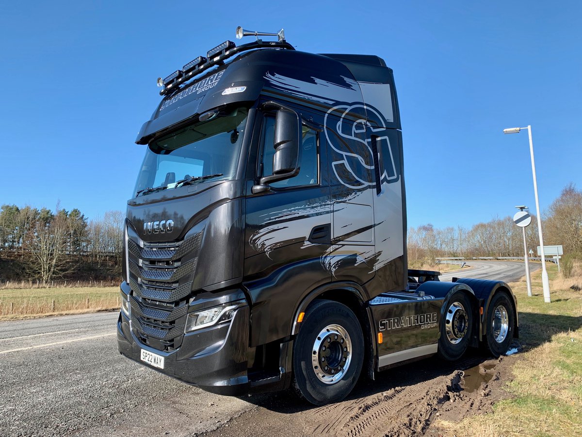 AMPhillip's tweet photo. Black is Back!

First IVECO S-WAY of the new registration is to Strathore Plant Hire Ltd 

Thank you to everyone at Strathore Group for your business and best of luck with the new truck.👍 https://t.co/1V9UZH4tWf