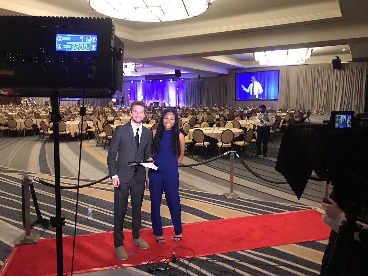 AllisonOtu's tweet image. Good Morning from the Cronkite Award Luncheon! We are all set and ready for our Red Carpet Show with student hosts @IvoryWardTV and @Evan_Lis611! Shout out to this amazing show crew working hard! @Cronkite_ASU @HeatherDunn12