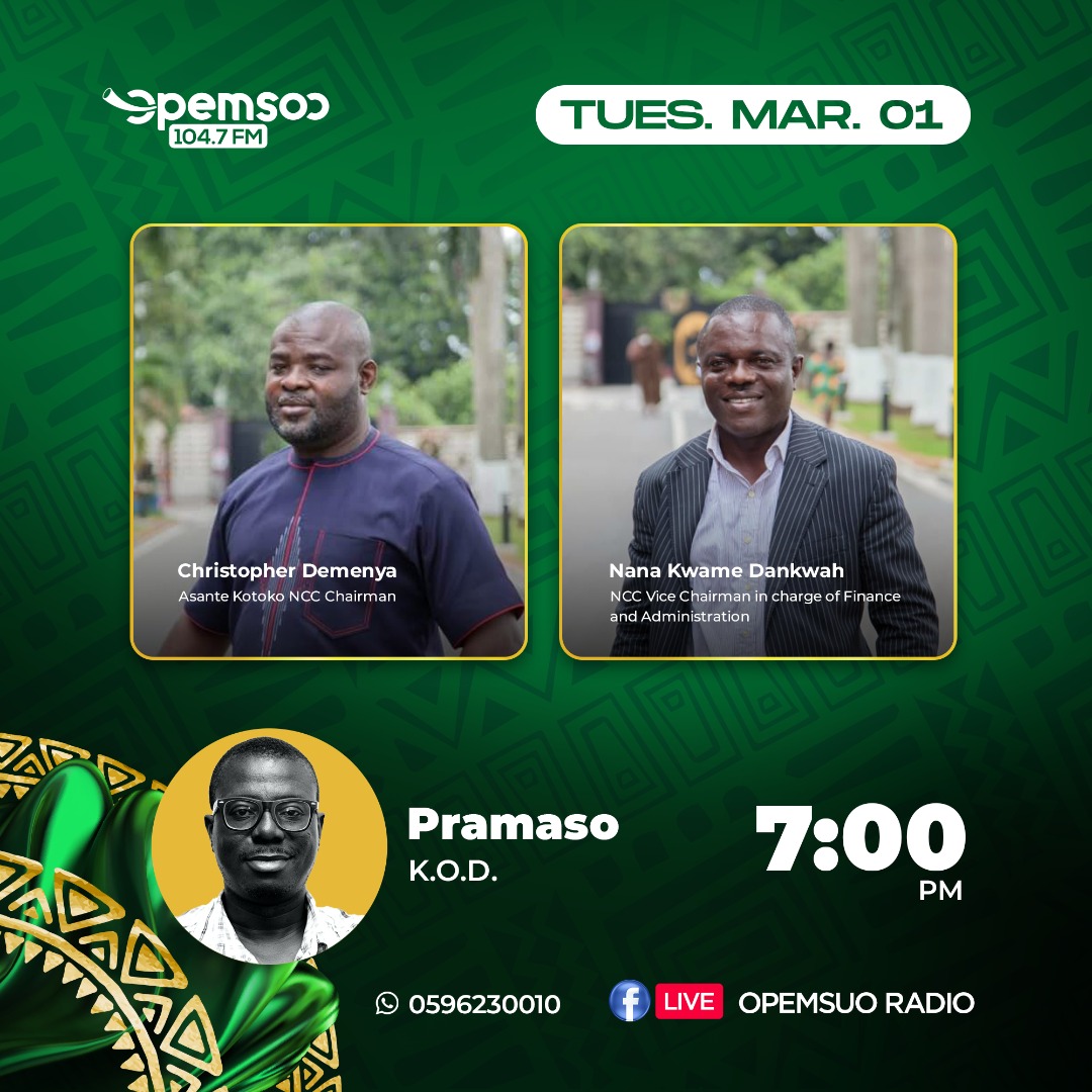 NCC - Asante Kotoko SC (@ncckotoko) on Twitter photo Make time with us on <a href="/OpemsuoRadio/">Opemsuo Radio</a> this evening to share with you the plans to get supporters at the Stadium as well as supporting the Stadium project. Make time with us on <a href="/OpemsuoRadio/">Opemsuo Radio</a> this evening to share with you the plans to get supporters at the Stadium as well as supporting the Stadium project.