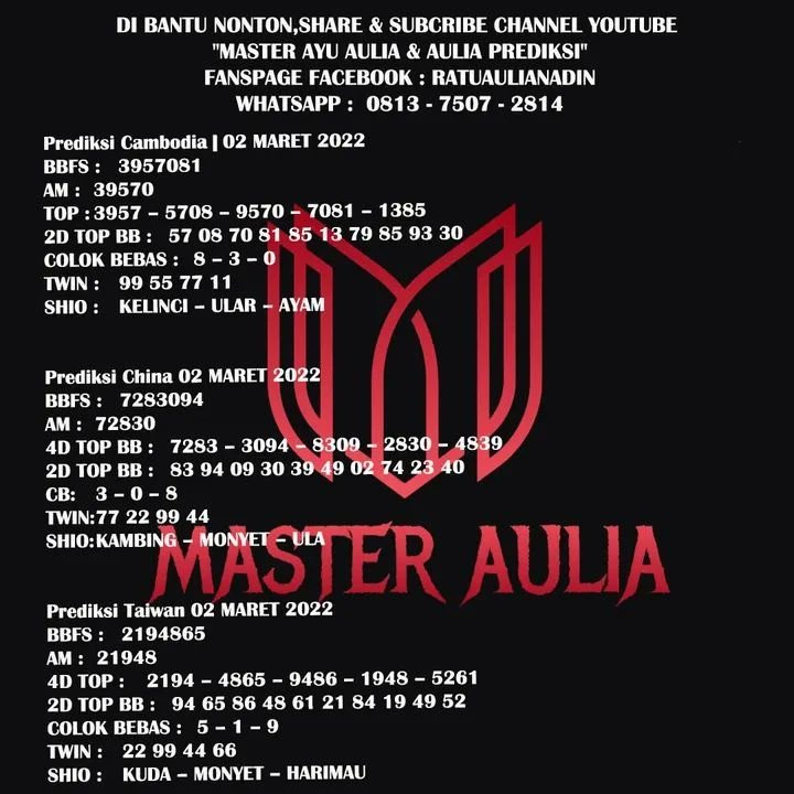 MasterAulia's tweet photo. Link Daftar = link : https://t.co/A8KdXUzCJ4
Whatsapp    = 0813 7507 2814
Telegram    = @Masteraulia
#prediksihongkong #togelhongkongjitu #hongkongmalamini #togelhkhariini 
 #hongkonghariini #prediksitogel #togelonline #togelindonesia 
  #prediksijitu #12shiototo #togelhk https://t.co/R6JxHnLtjW