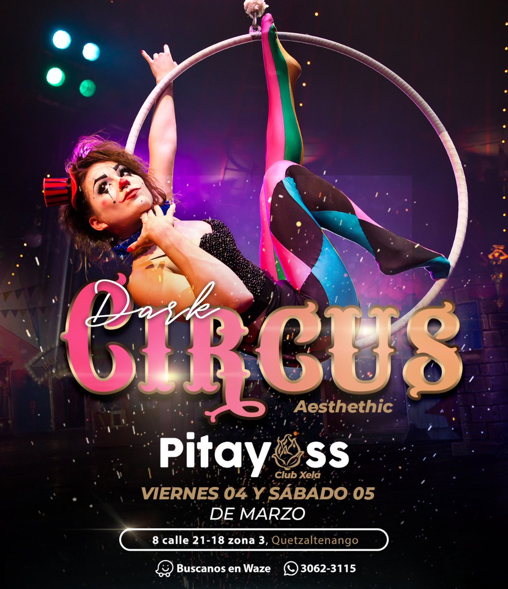 pitayassxela's tweet photo. Disfruta de un fin de semana de 𝐃𝐚𝐫𝐤 𝐂𝐢𝐫𝐜𝐮𝐬 𝐀𝐞𝐬𝐭𝐡𝐞𝐭𝐢𝐜. 🎪
No te lo puedes perder. Increíble show acrobático sólo en el mejor lugar de Xela. 🔥😈

Disfruta de nuestro contenido exclusivo en: https://t.co/Xv5ycXjLEB