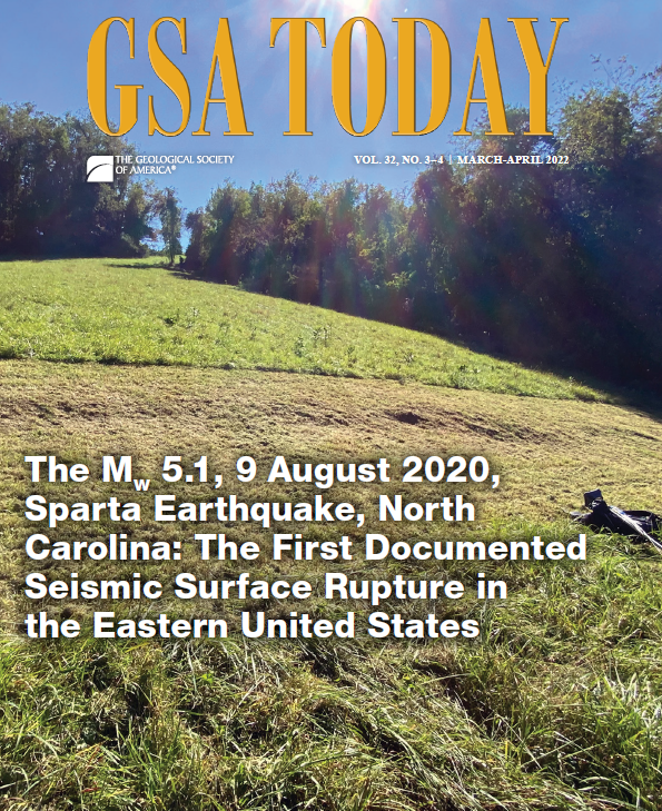 Published and available just in time for #IntGeomorphWeek2022, The Mw 5.1, 9 August 2020, Sparta Earthquake, North Carolina: The First Documented Seismic Surface Rupture in the Eastern United States, doi.org/10.1130/GSATG5…, <a href="/ncstatemeas/">NC State MEAS</a> <a href="/NCStateSciences/">NC State Sciences</a> <a href="/geosociety/">geosociety</a> <a href="/usgsquakes/">USGS Earthquakes - go to @USGS_Quakes</a>