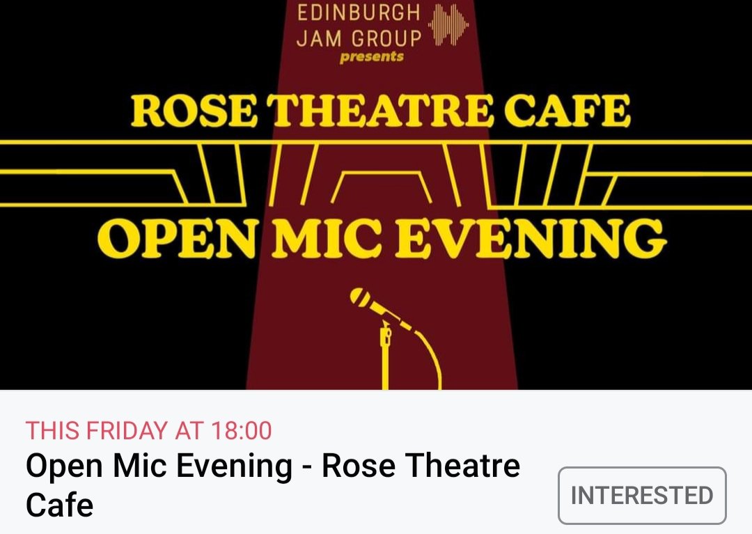 We are so excited for our second open mic night from Edinburgh Jam Group its on this fri 4th March at 6pm.

Please come along if you can and sign up early, its sure to be a busy night!! 😊❤🌹🤘🕺 #edinburgh #openmic #openmicedinburgh #edinburghmusic