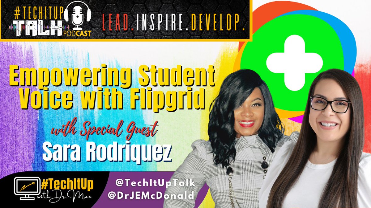 DrJEMcDonald's tweet image. New Episode: &quot;Empowering Student Voice with @Flipgrid&quot; 📢Check out this ➡️#TechItUpTalk Podcast with Sara Rodriquez @SaraYRodrigu3z &amp;amp; @DrJEMcDonald

Listen Now🎙️ on:

🟩Spotify:open.spotify.com/episode/6XfuwS…

🟥Apple:podcasts.apple.com/gr/podcast/epi…

🟪Anchor:anchor.fm/techituptalk/e…