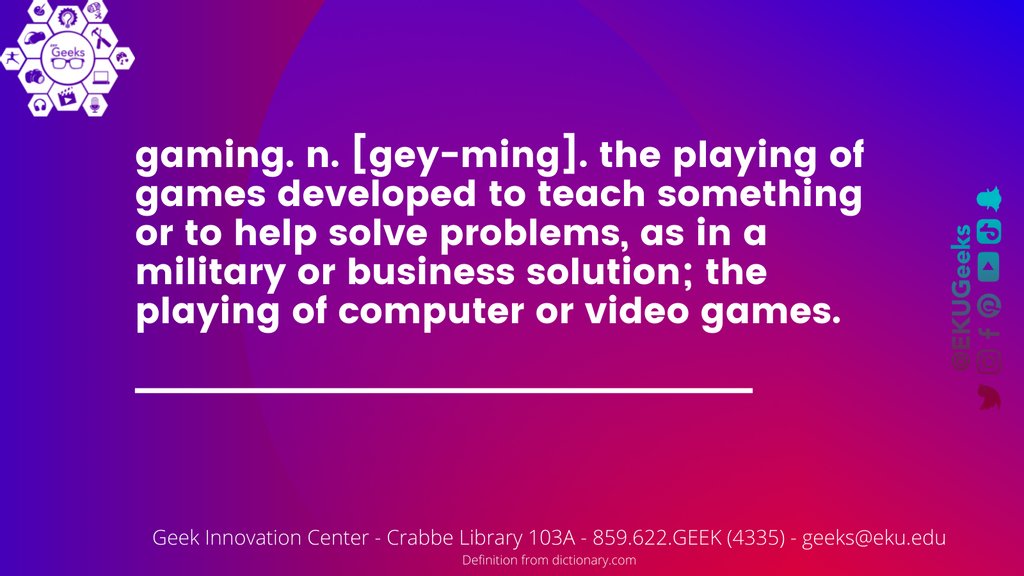 EKUGEEKS's tweet photo. Come game with us! Check out the Game Cave in Crabbe 103A! #GeekGamingLab #GeekGameCave #EKUGotGame https://t.co/x8hQuAzK7K