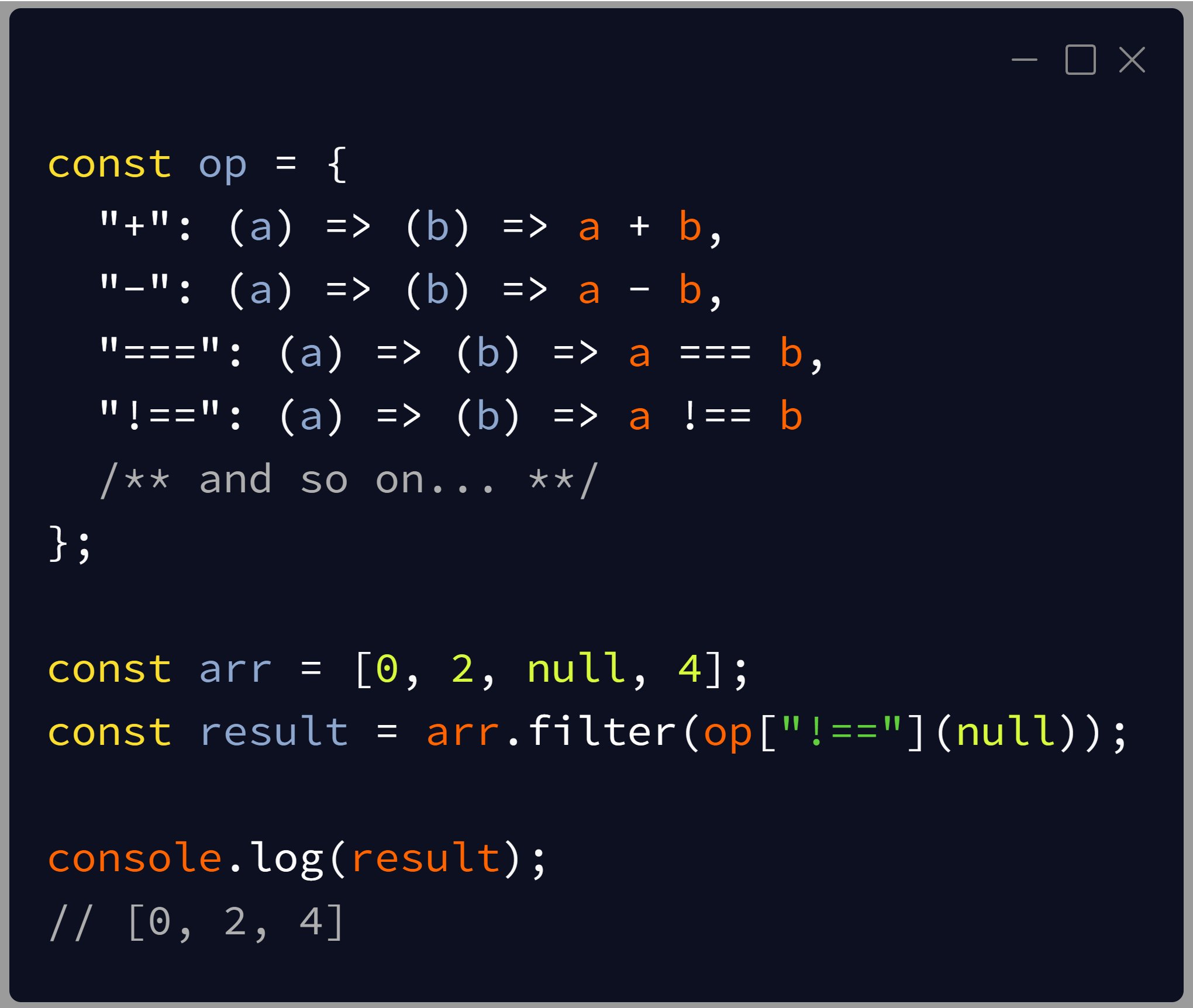 Map Operator In Javascript Nick Foscarini - Javascript Geek On Twitter: "#Javascript Example Of An "Operator  Map" That Can Be Used With #Functionalprogramming To Pass Operators As  Functions. Use The Map To Build A "Test Function"