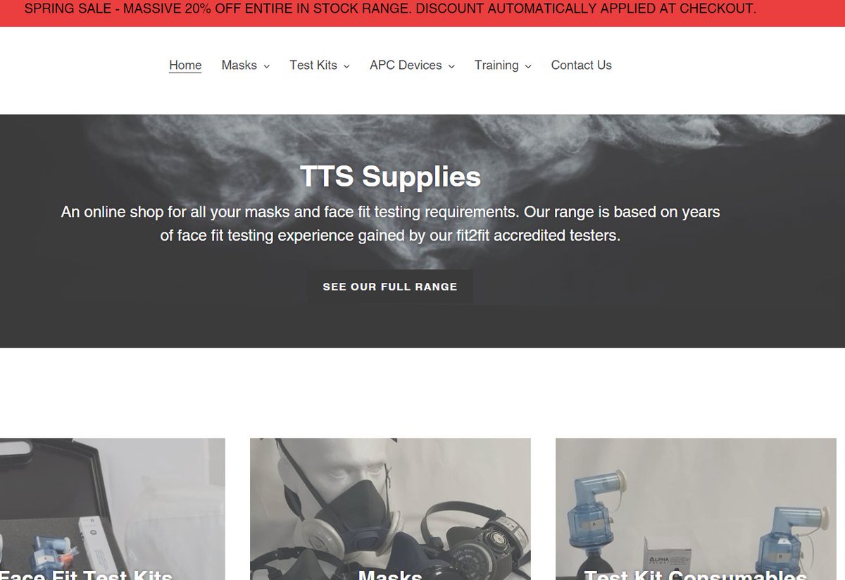 TTS Supplies spring sale offers a massive 20% off our range or RPE and face fit testing supplies - find out what is included here. tts-supplies.co.uk/blogs/news/spr…

#springsale #rpe #masks #facefittesting #testkits #bitrex #saccharin #ttssupplies #trainingandtestingservices