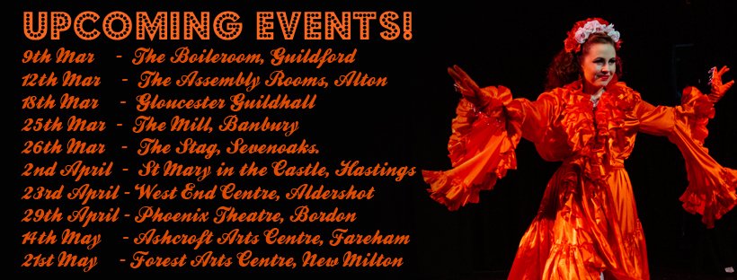 What's happening over the next few months? Join us at
<a href="/BOILEROOM/">The BOILEROOM</a> 
<a href="/AAssemblyRooms/">Alton Assembly Rooms</a> 
<a href="/GlosGuildhall/">Gloucester Guildhall</a> 
<a href="/TheMillBanbury/">The Mill Arts Centre</a> 
<a href="/StagSevenoaks/">The Stag Sevenoaks</a> 
<a href="/MaryintheCastle/">St Mary inthe Castle</a> 
<a href="/teamwesty/">West End Centre</a> 
<a href="/PhoenixBordon/">Phoenix Arts</a> 
@AshcroftArts 
<a href="/ForestArtsNM/">Forest Arts</a> 
For a heck of a lot of erotic, hypnotic, chaotic fun!

#burlesque