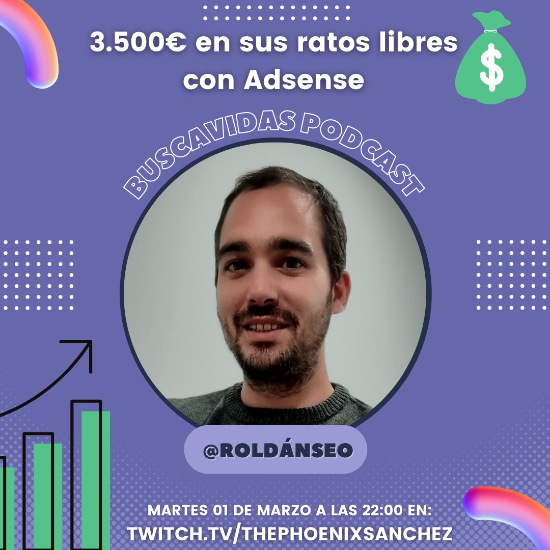 💸 ¿Generar 3500€ en tu horas libres después del trabajo? ¡Sí se puede! ✅
👉Hoy viene <a href="/RoldanSeo/">roldánSEO</a> a Buscavidas Podcast, a comentarnos sus métodos de monetización y hablar de nichos.
¡Solo apto para BUSCAVIDAS!
Los ❤ y 🔄 me ayudan a seguir montando cosas chulas gratis ¡Gracias!