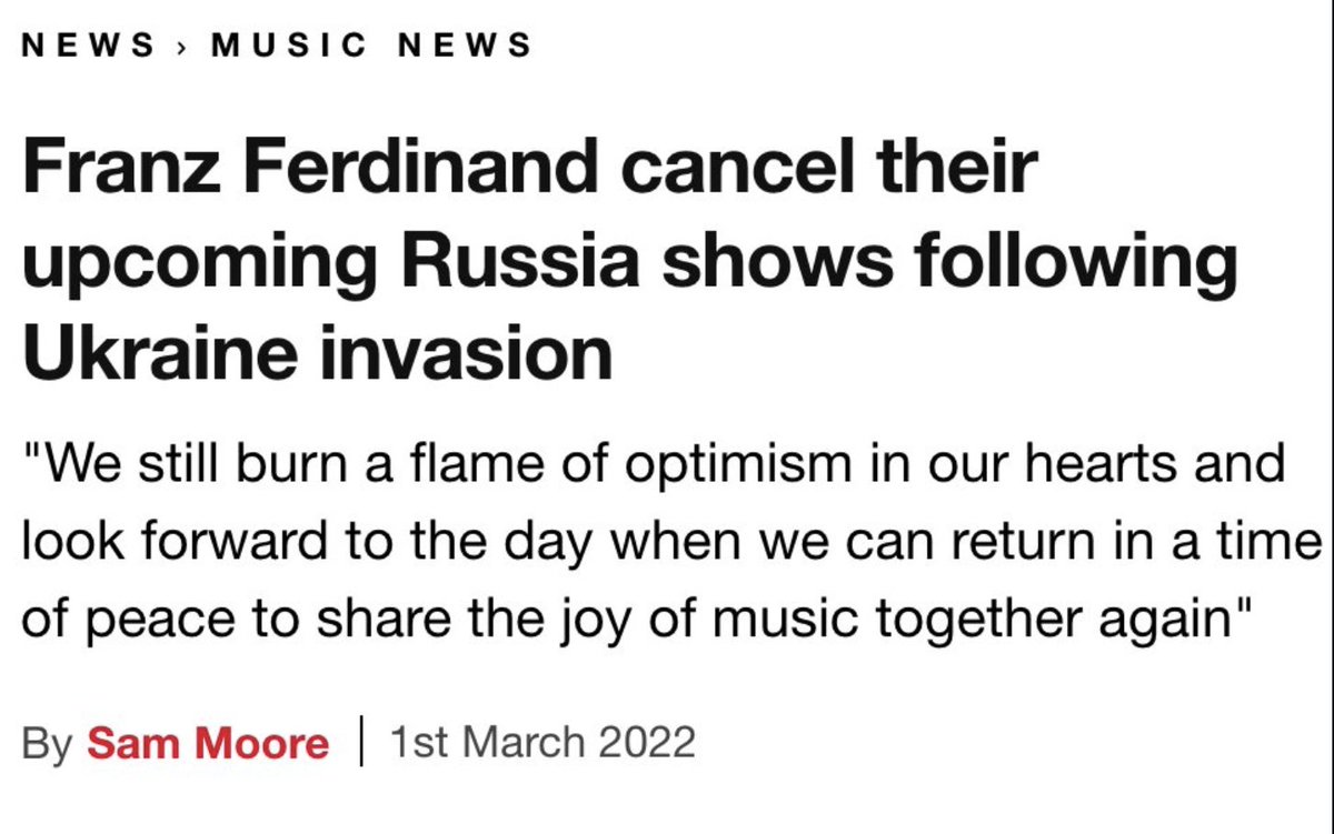 as we're on the brink of WWIII it's def the right call for Franz Ferdinand to not go to Eastern Europe rn