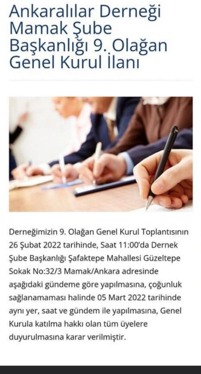 MamakAhid's tweet photo. Genel Kurul Toplanti Duyurusu https://t.co/3JS0SBUO2c