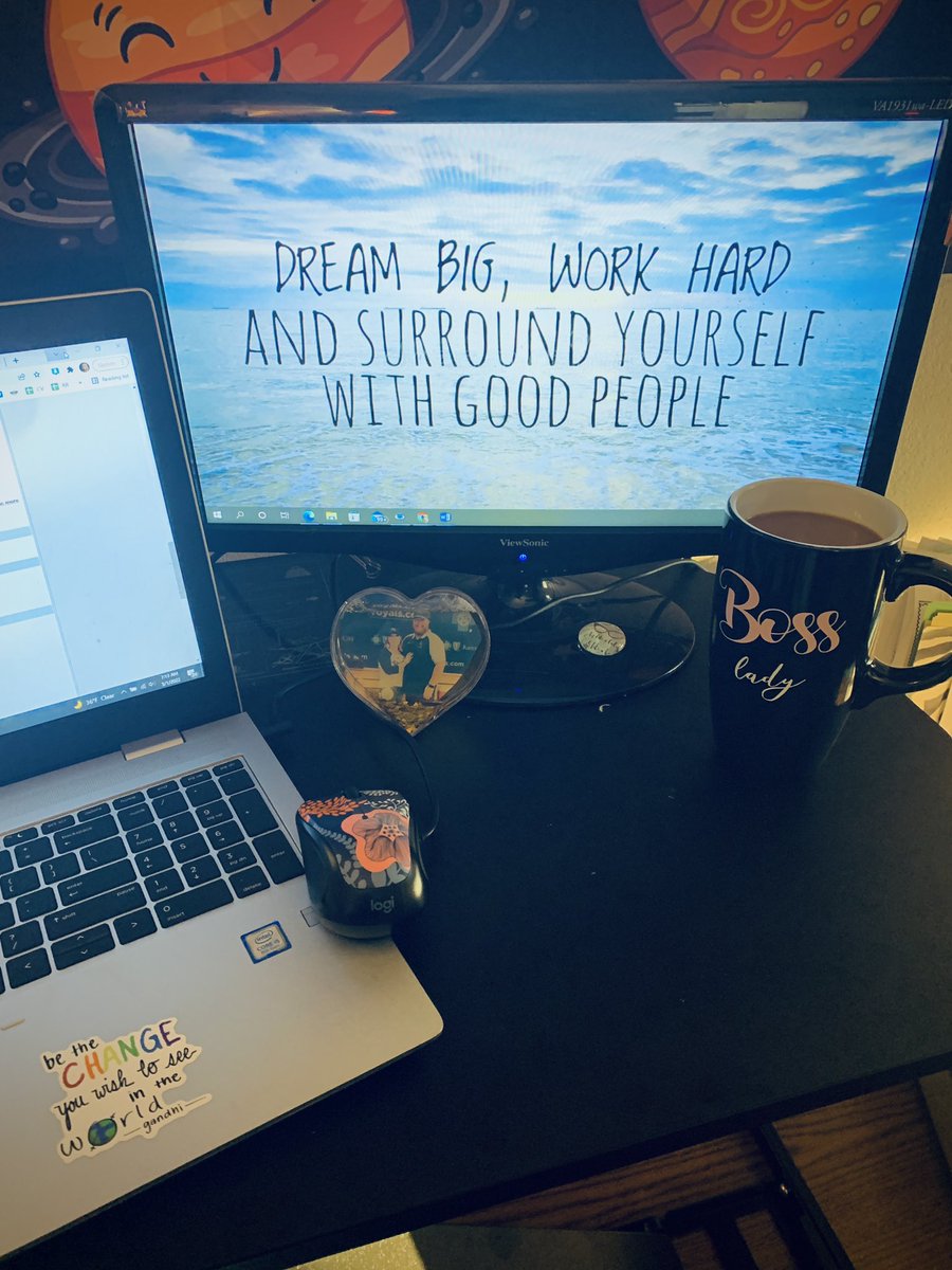 nlokane's tweet photo. I always feel more productive when I come in early! Here’s to a great day at CES! 💜💛🌪  #coffeislife #mindsetmatters #readyfortoday https://t.co/hPn5MUBLKo