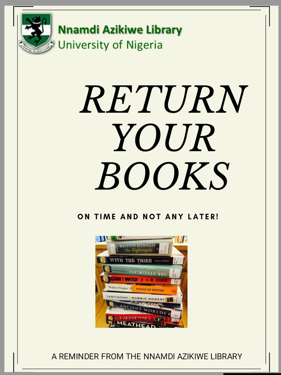 libraryunn's tweet photo. Visit our website
https://t.co/0fGogjeiUJ

#UNNlibrary
#EducationMyRight https://t.co/ou7dS9fgGh