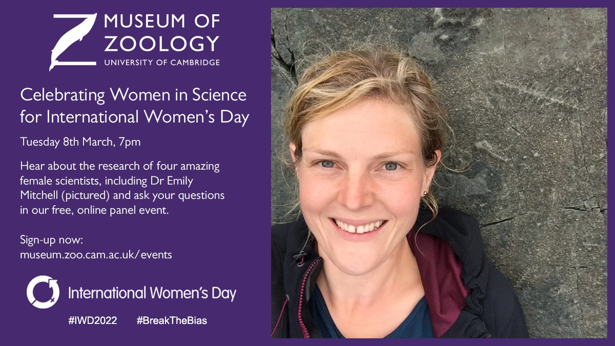 Museum of Zoology, Cambridge (@zoologymuseum) on Twitter photo Join us online on 8 March to celebrate #IWD2022. Hear about the research of four amazing #female scientists, like <a href="/EGMitchell/">Emily G Mitchell</a>, who works on understanding how ecology impacts evolution through deep-time 🕰️
Sign-up is free: ow.ly/Usit50I0TXA
#WomenInSTEM #BreakTheBias Join us online on 8 March to celebrate #IWD2022. Hear about the research of four amazing #female scientists, like <a href="/EGMitchell/">Emily G Mitchell</a>, who works on understanding how ecology impacts evolution through deep-time 🕰️
Sign-up is free: ow.ly/Usit50I0TXA
#WomenInSTEM #BreakTheBias