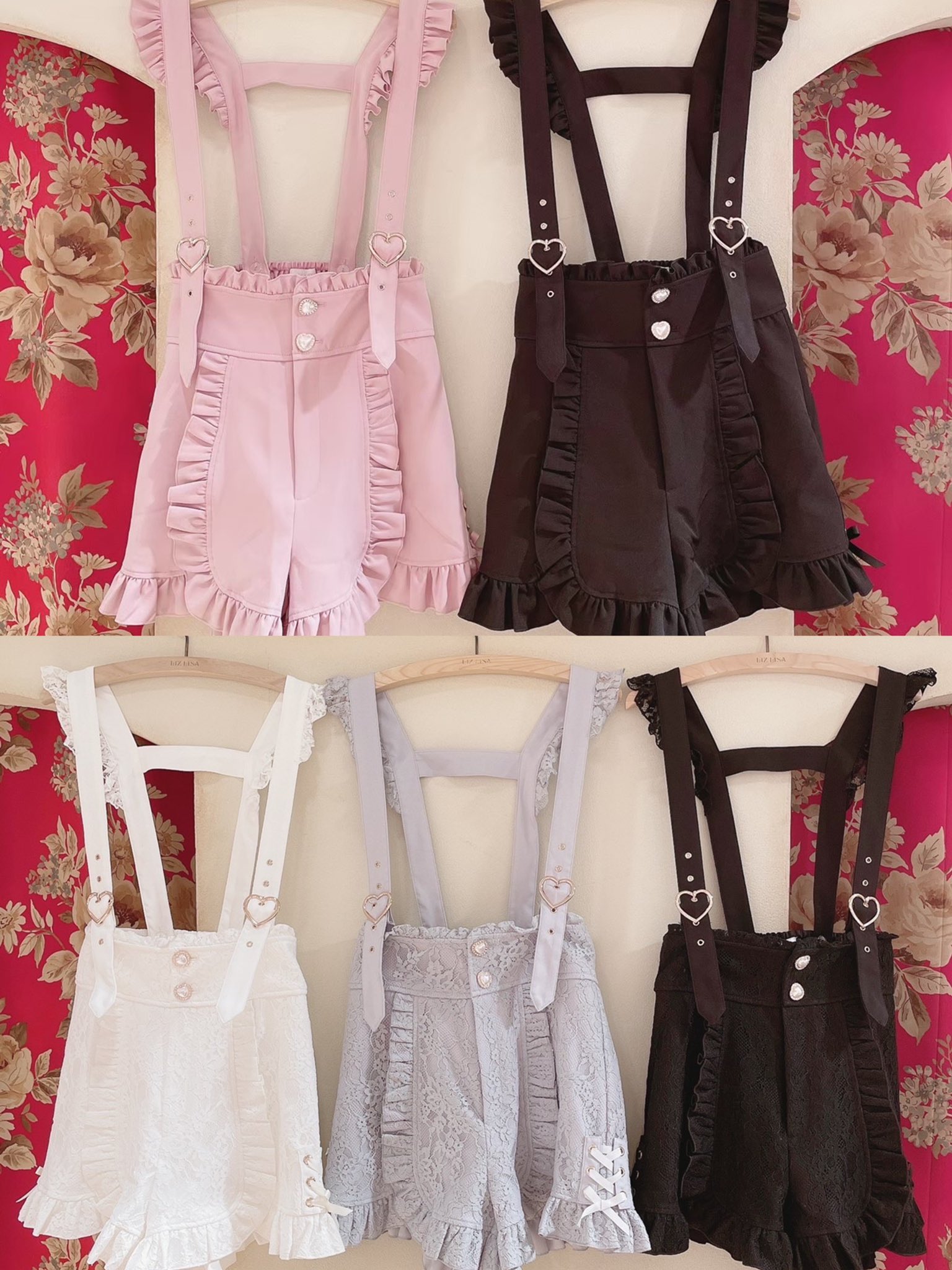 リズリサ/サスペンダー付きレースフリルショートパンツ/White リズリサ/サスペンダー付きレースフリルショートパンツ/White