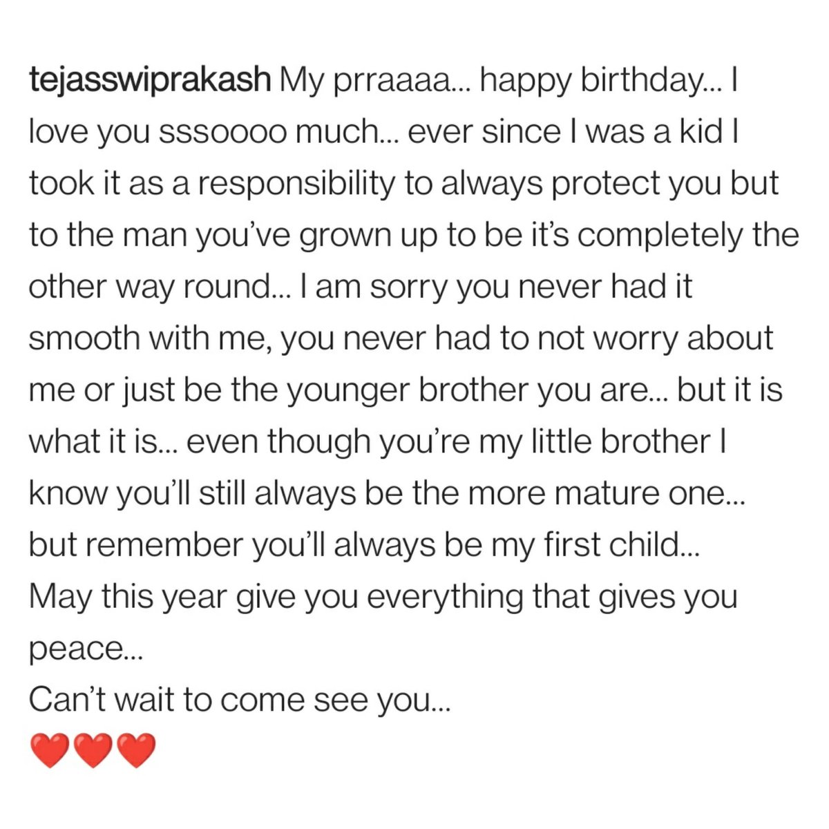 DelhiTimesTweet's tweet photo. "Remember you'll always be my first child," says @itsmetejasswi as she shares a heartfelt #birthday post for brother @itsmepratikw 

#TejasswiPrakash #PratikWayangakar #TejasswiIsTheBoss #Tejasswi #TejasswiPrakash𓆙 #TejaTroops𓃬 #HBDPratik #BiggBoss #BiggBoss15 #TV https://t.co/Dng3dNBxo7