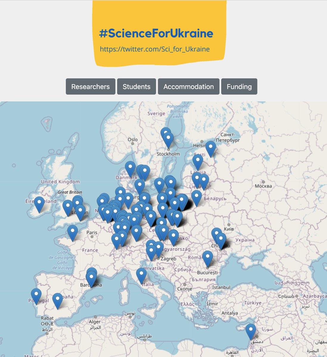.<a href="/Sci_for_Ukraine/">#ScienceForUkraine 🇺🇦</a> is centralising information on support provided by the global research community to #Ukraine researchers &amp; students 🇺🇦

Check their website to find and submit available support 👇

🔗scienceforukraine.eu

#ScienceForUkraine #StandWithUkraine #AcademicTwitter