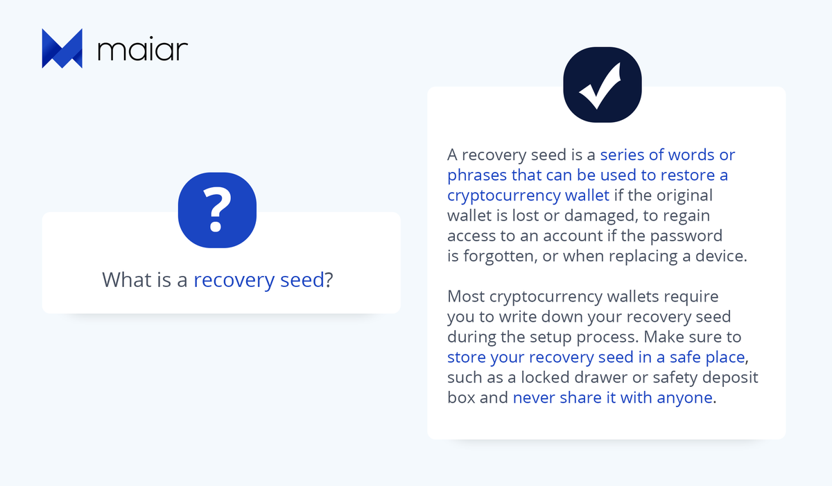 xPortalApp's tweet photo. A recovery seed or a secret phrase is a sequence of words that can be used to restore your lost or stolen wallet. In the Maiar app, your 24-word secret phrase ensures that you will always have access to your funds, even if you lose your device.

#MaiarTips https://t.co/VhwgxUoTyK
