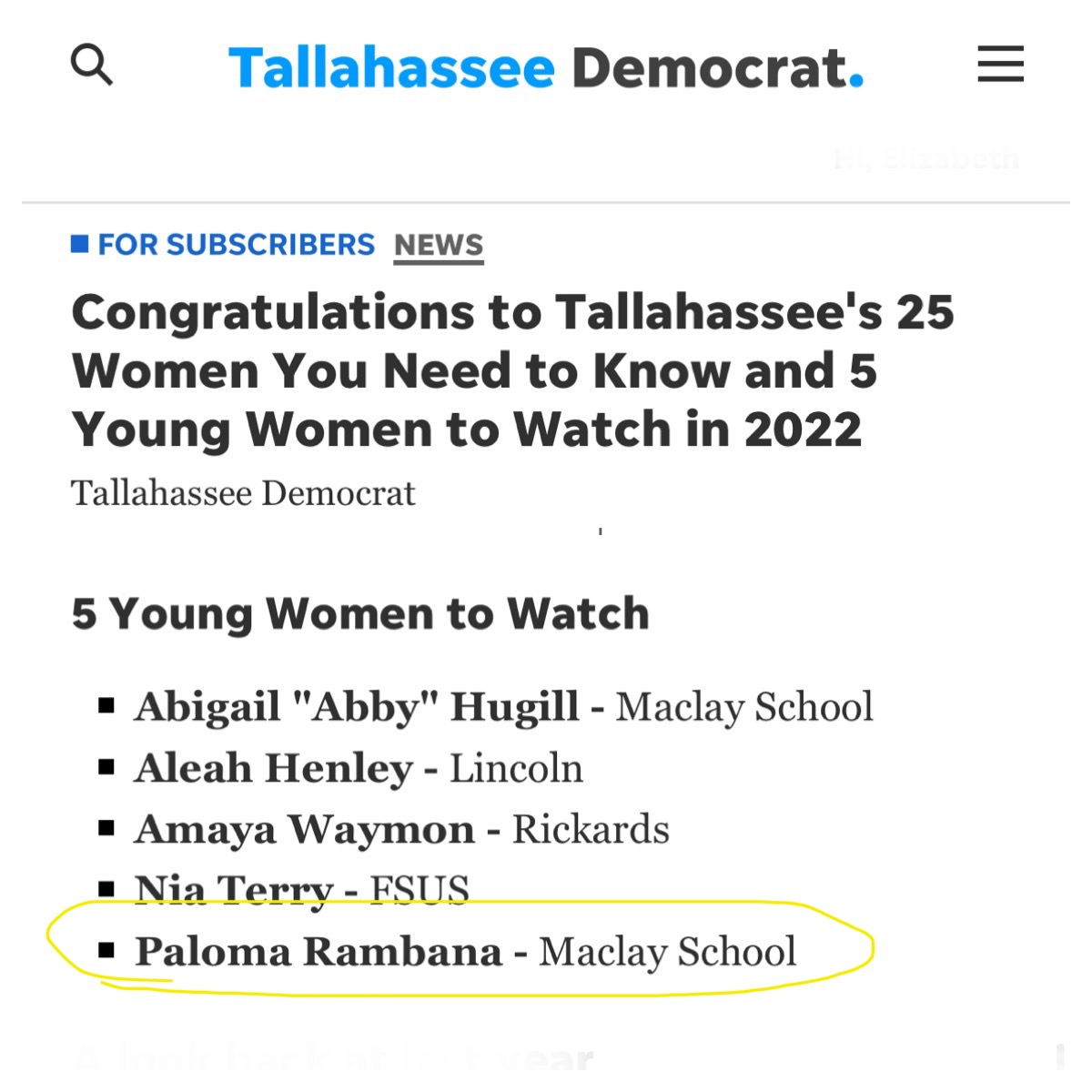 FundTheGap's tweet photo. "We rise up by lifting each other up."  The @TallahasseeDemocrat has done just that by celebrating women and girls in our community including Paloma Rambana!  Congratulations to the 25 Women You Need to Know and Five Young Women to Watch in 2022.  

Happy Women's History  Month! https://t.co/fInnGRijOV