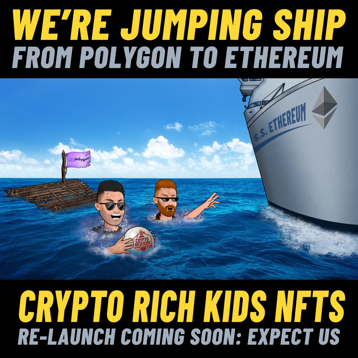 vincentvanft's tweet photo. The #CryptoRichKids #NFT collection had a disastrous launch due to #Polygon network issues...

WE'RE NOT GIVING UP 🚨

We're moving the entire operation over to #Ethereum and re-launching with a whole new attitude. 222 traits, tons of utility. Passive income.

LET'S FUCKIN' GO 🔥 https://t.co/dxROUZELiT