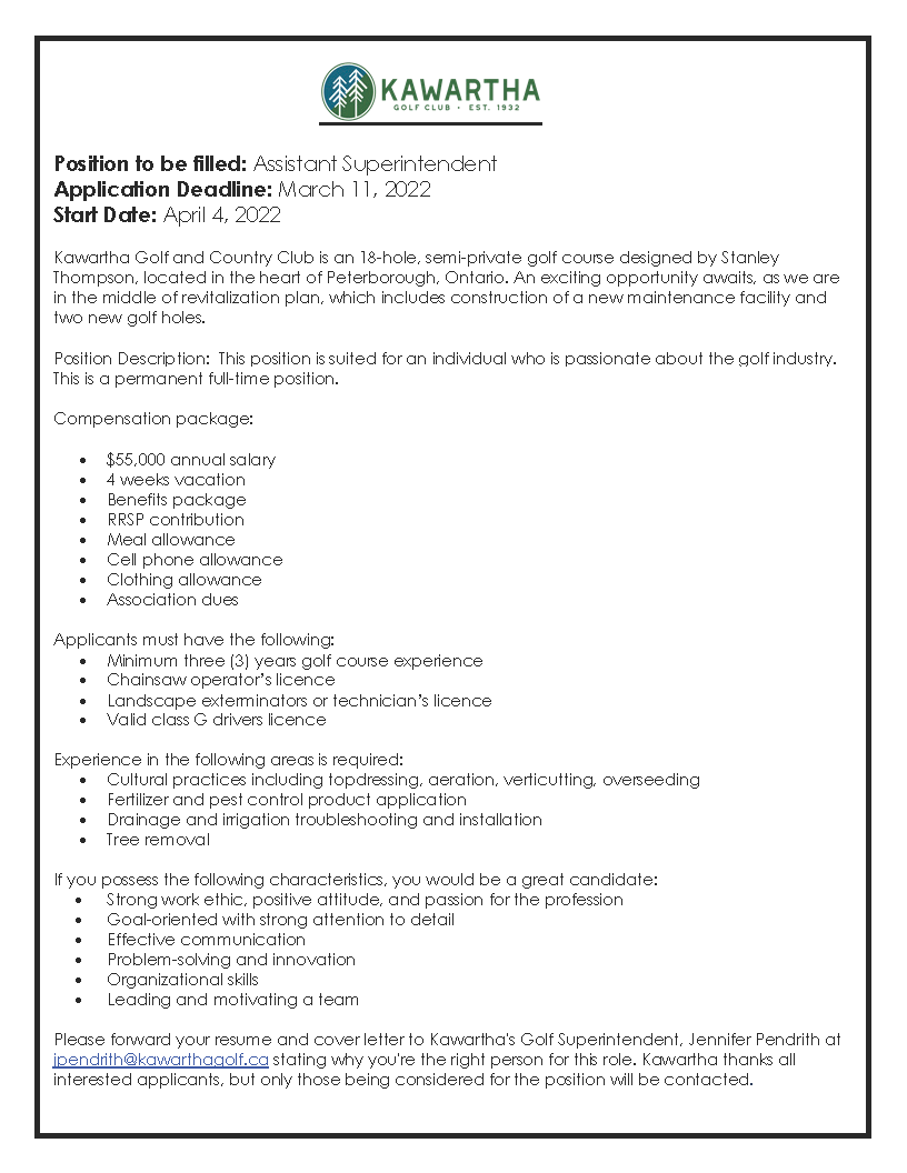 Career opportunity here at one of Stanley Thompson's best!