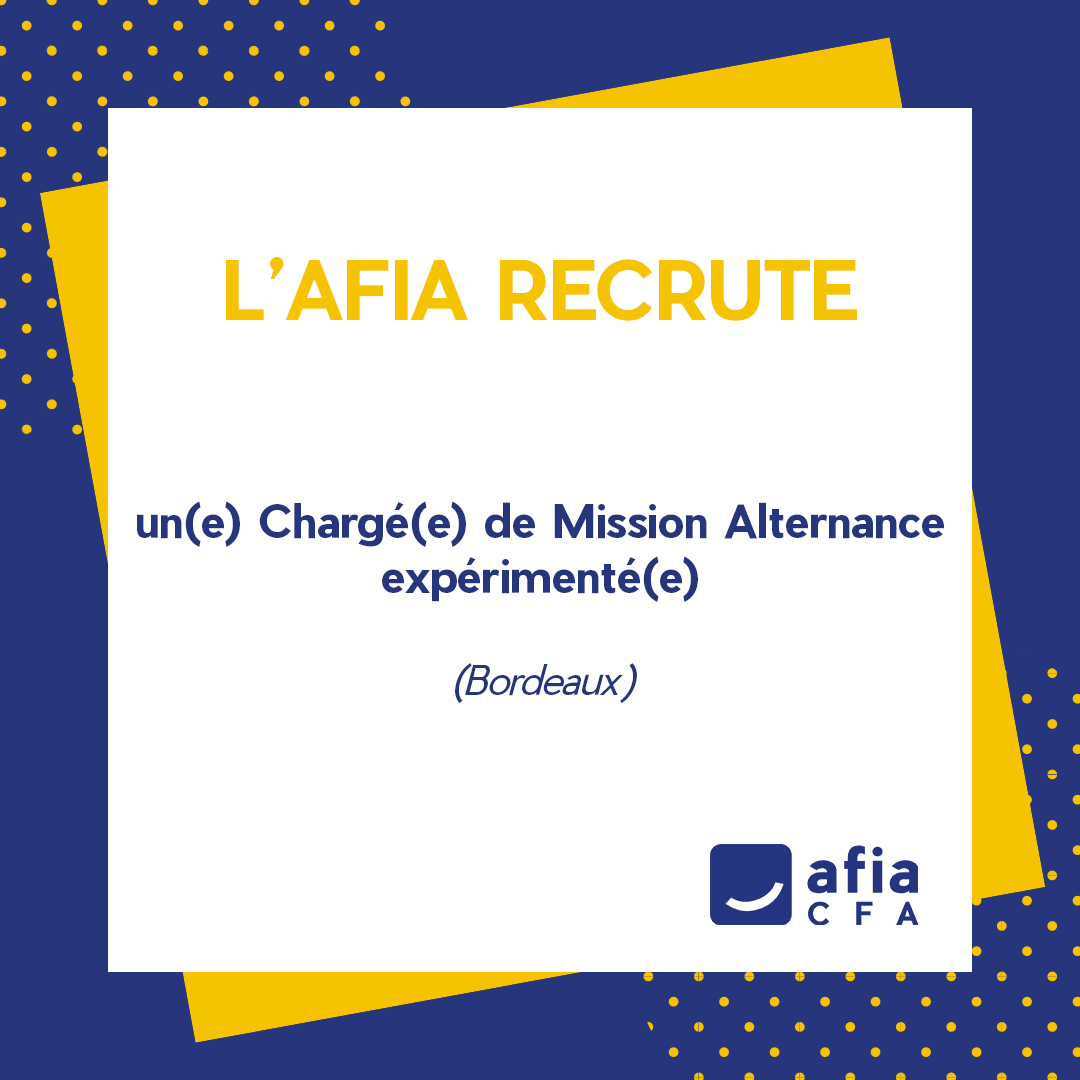 [ L'Afia recrute ]
...un·e Chargé·e de Mission Alternance expérimenté·e pour le campus bordelais de son partenaire Efrei ! 

Missions confiées, compétences requises et infos pour postuler sont par ici !  ➡️ bit.ly/3IEWzZW