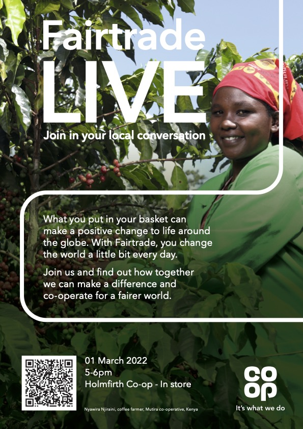 Looking forward to engaging with <a href="/coopuk/">Co-op</a> members and customers as part of #FairtradeFortnight in #Holmfirth this evening. Pop down and see us in store to find out more about #fairtrade and #climatejustice #choosefairtrade