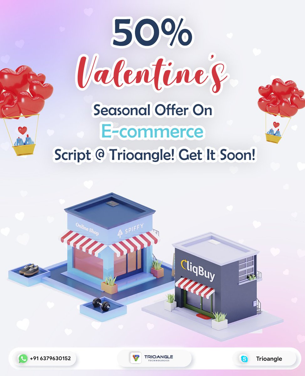 Trioangle's tweet image. Outreach Your Business On eCommerce Platform In No Time With @Trioangle
To Know More: lnkd.in/gK9tTVph
Our #clonescripts is available at a 50% valentine's day offer! Valid offer till 2nd March, 2022!
#trioangle #ecommercescript #fancyclone #amazonclone #amazonclonescript